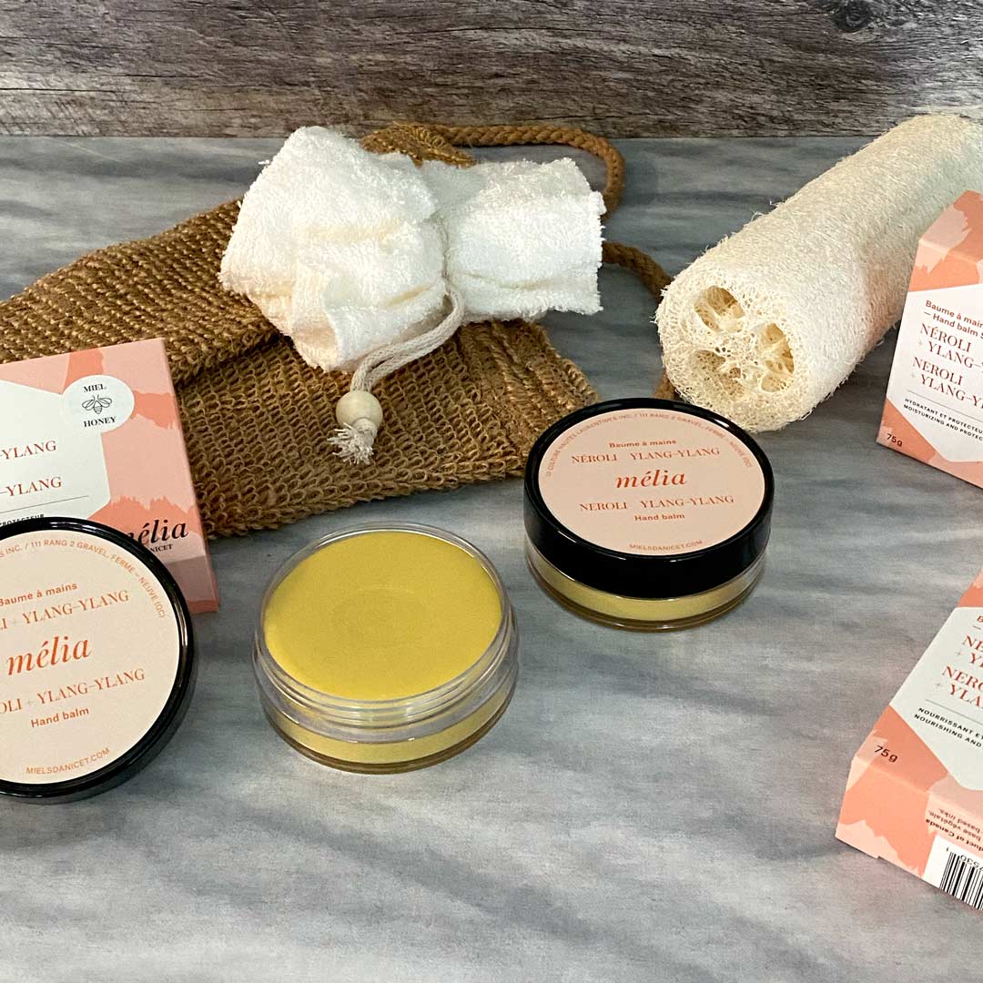 Nourishing Hand and Foot Balm: beeswax, lavender, rosewood, and palmarosa
