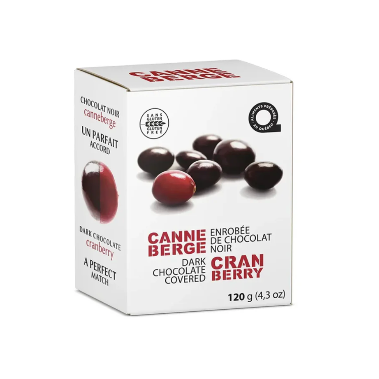 Boite de canneberge au chocolat blanche sur un fond blanc