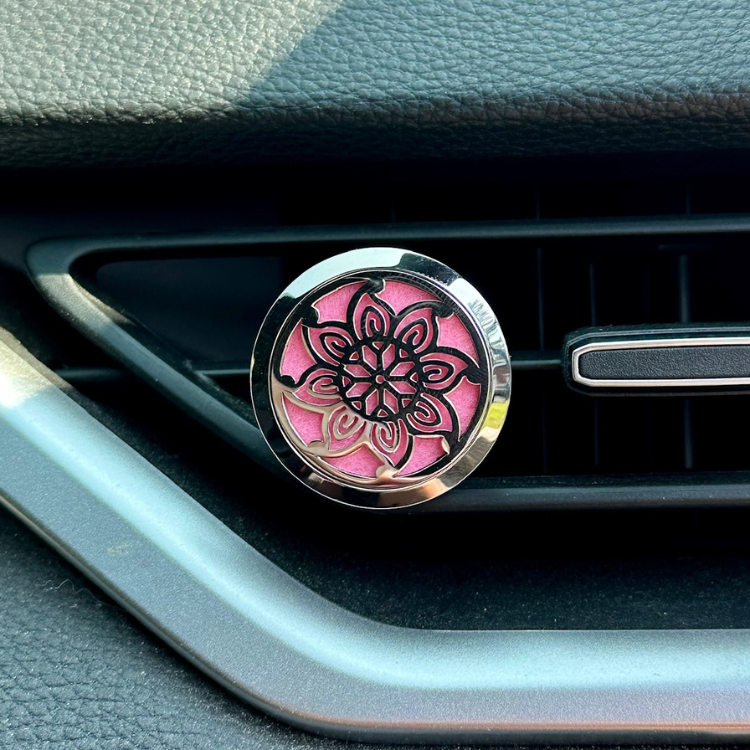 Diffuseur d'huile essentielle pour voiture dans la ventilation, motif de fleur en acier inoxydable