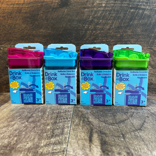 Boite à jus réutilisation se déclinant en 4 couleur Drink in a box