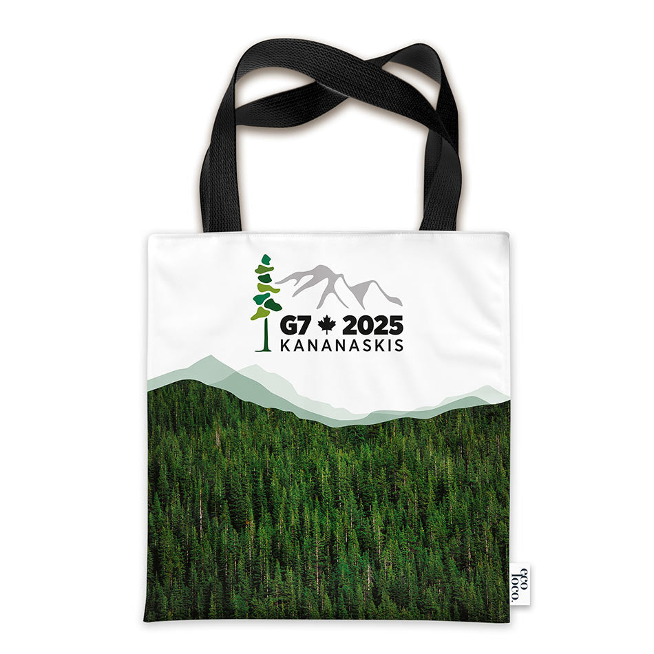 Items promotionnels corporatifs fait au Québec représenté par un sac fourre-tout personnalisé pour le G7