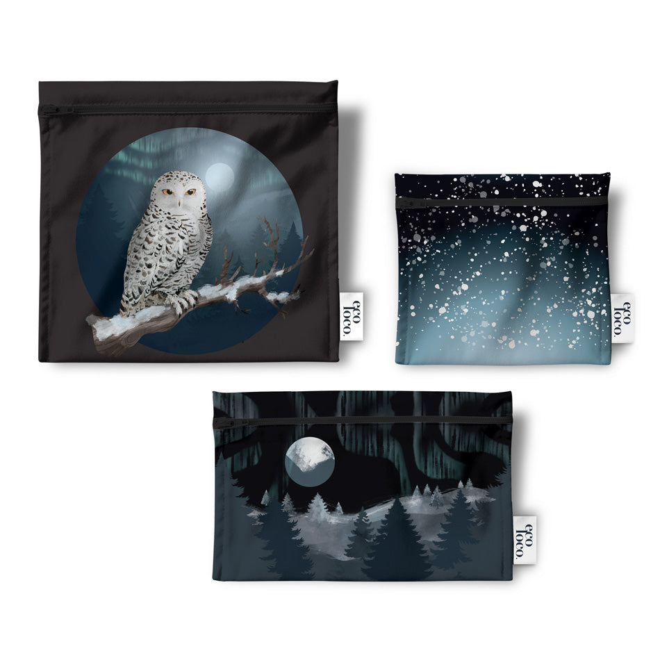 Trio sacs à lunch réutilisables écologiques