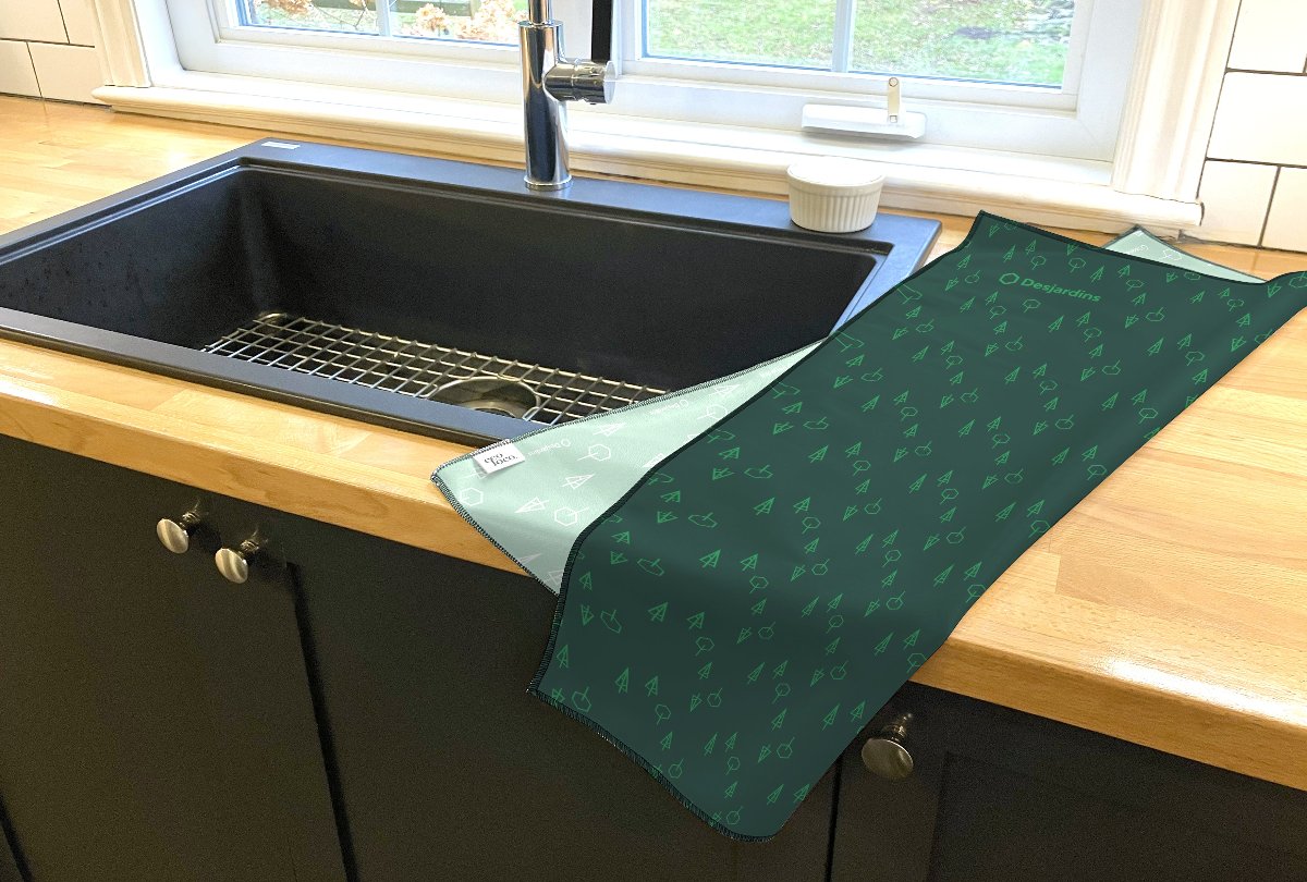 Serviette, linge à vaisselle en microfibre personnalisable, fabriqué au québec - Eco Loco