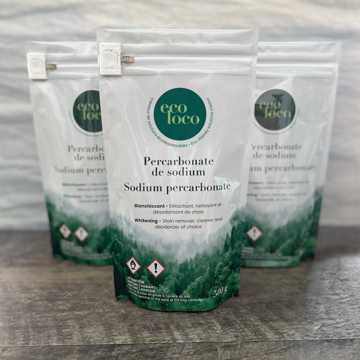 Trois sacs de percarbonate de sodium de la marque Eco Loco