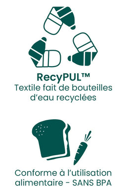 Image démontrant que nos items promotionnels personnalisables sont conforme à l'utilisation alimentaire et fait d'un tissu écologique