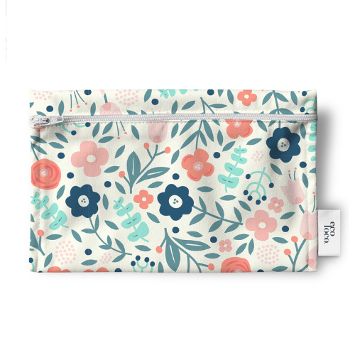 Sac à collation réutilisable blac avec des fleurs