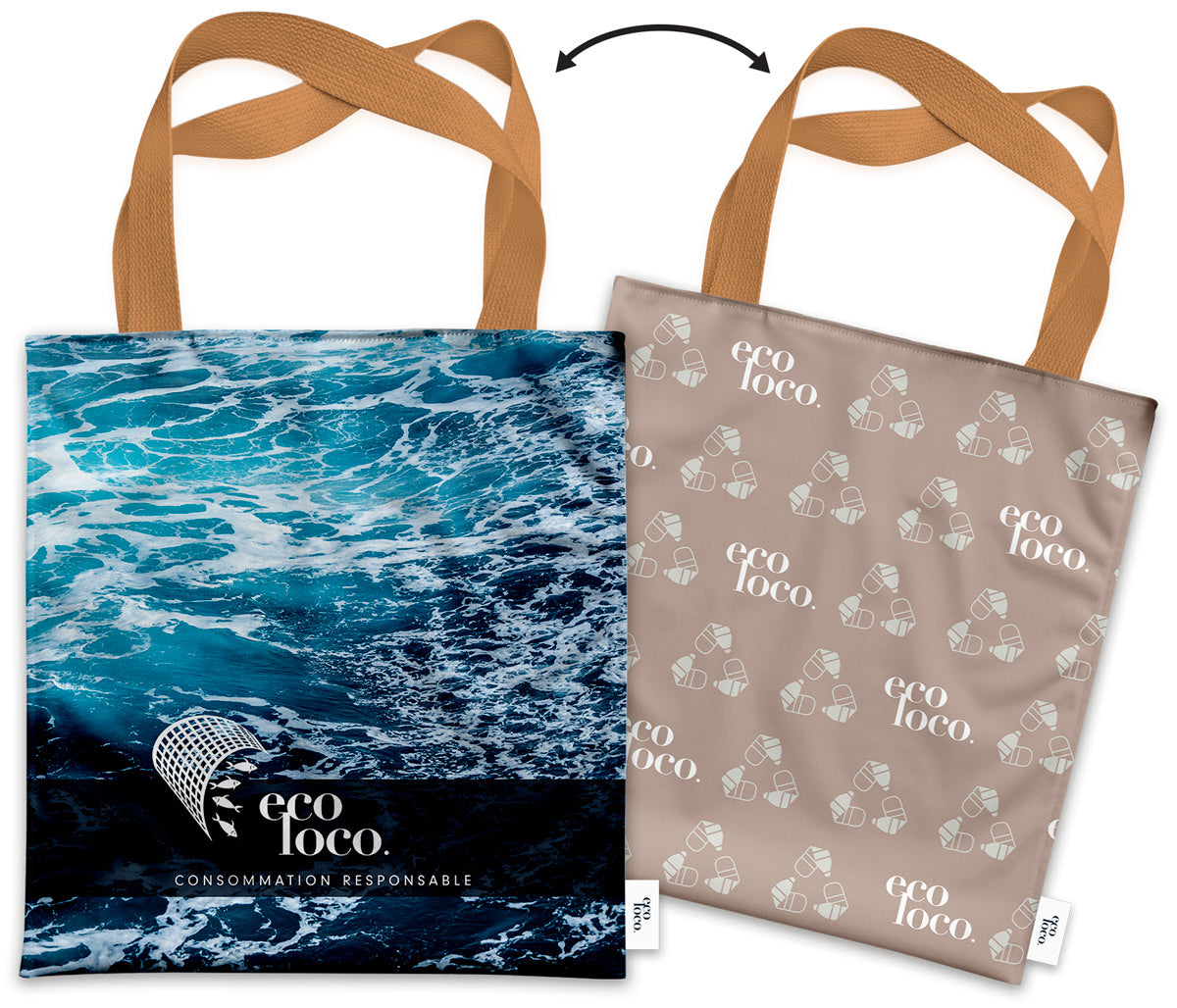 Deux sacs fourre-tout objets promotionnels écolo faits au Québec