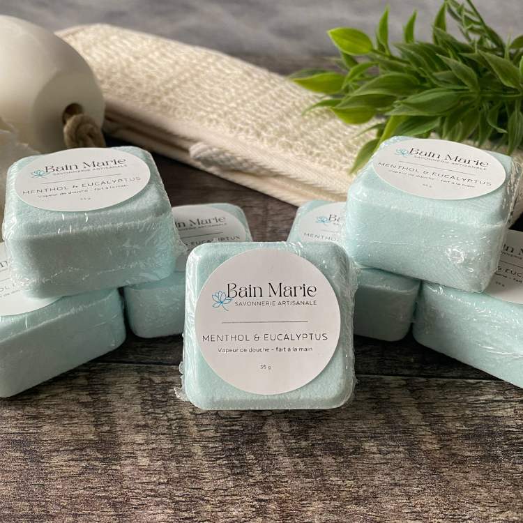Bombe vapeur pour la douche – Effet intense à l’eucalyptus et menthol