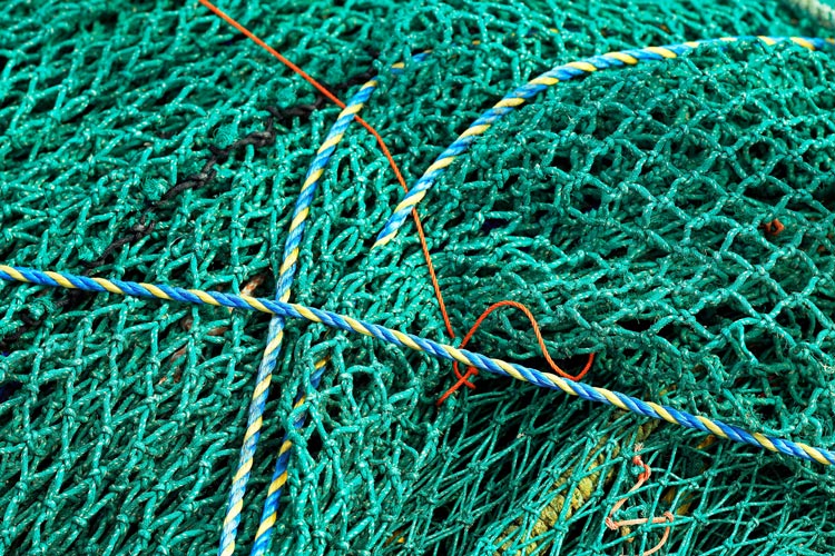 Filets de pêches verts bleus pour ganses recyclées promotionnels ecolo