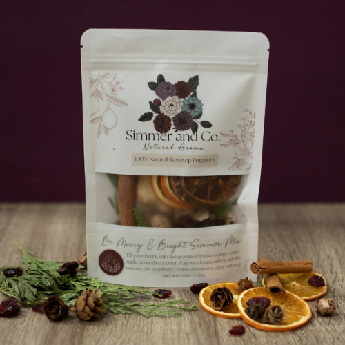 Sachet de pot-pourri à mijoter à l'orange, la cannelle, le cèdre pour le tempts des fêtes.