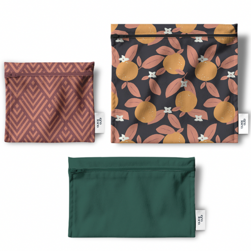 Trio sacs à lunch réutilisables (modèles multiples)||Trio reusable lunch bags (multiple models)