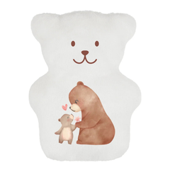 Petit ours pour enfant blanc avec des motifs d"'une maman ours et d'un bébé ours avec un coeur rouge sur fond blanc