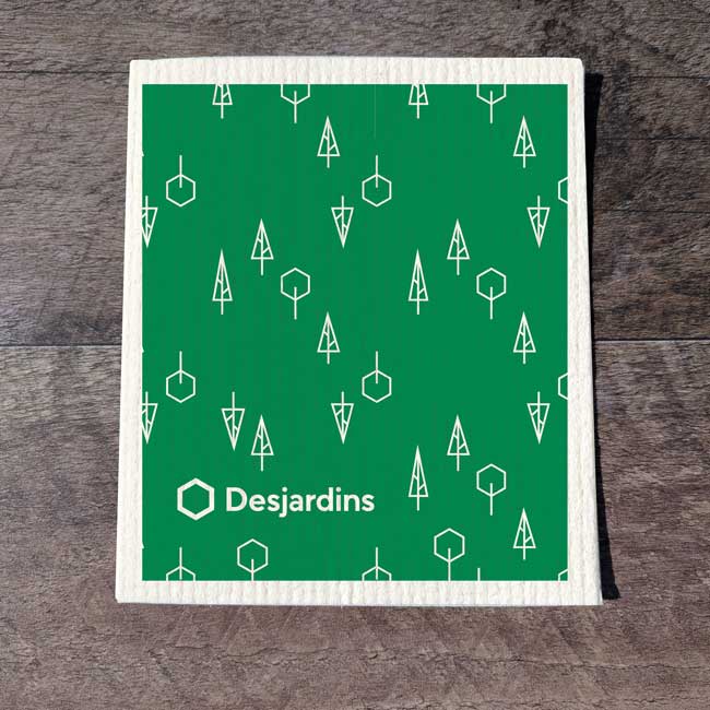 Chiffons suédois beige avec un motif de l'entreprise Desjardins