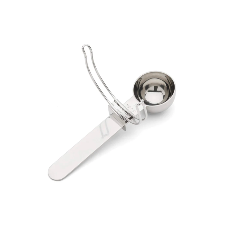Cuillère en acier inoxydable et l'adaptateur pour a fixer sur un pot mason. 