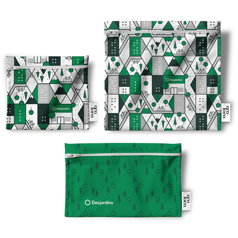 Trio of reusable bags (sandwich, snack and mini) ecological and reusable to personalize
