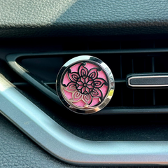Diffuseur d'huile essentielle pour voiture dans la ventilation, motif de fleur en acier inoxydable