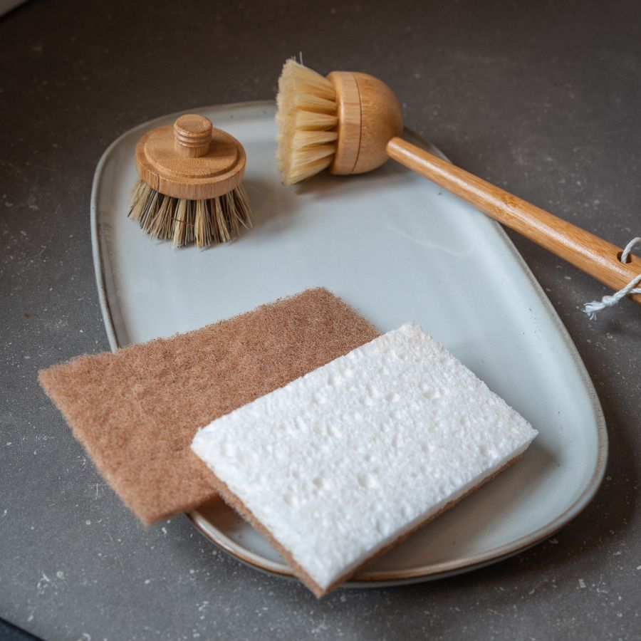 Cellulose sponges with natural fiber scouring pad (Set of two)