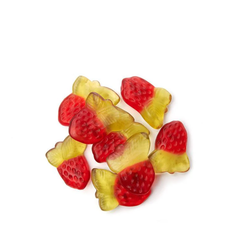 Des bonbons en forme de frais à la saveur de fraise et rhubarbe de la marque Squish dans la boutique de Eco Loco