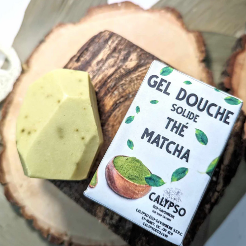Barre de gel douche solide Matcha & Géranium 100 g – mousse crémeuse et hydratante