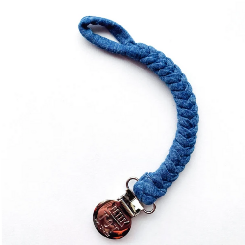 braided pacifier clip - light blue
