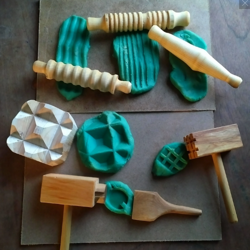 wooden set for modeling clay