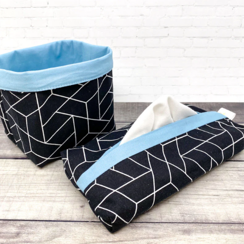 set of 12 washable tissues + box and basket